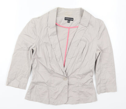 Preloved Waehouse Womens Grey   Jacket  Size 8  Button - Front