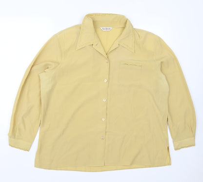 Bonmarché Womens Yellow Polyester Basic Button-Up Size 22 Collared