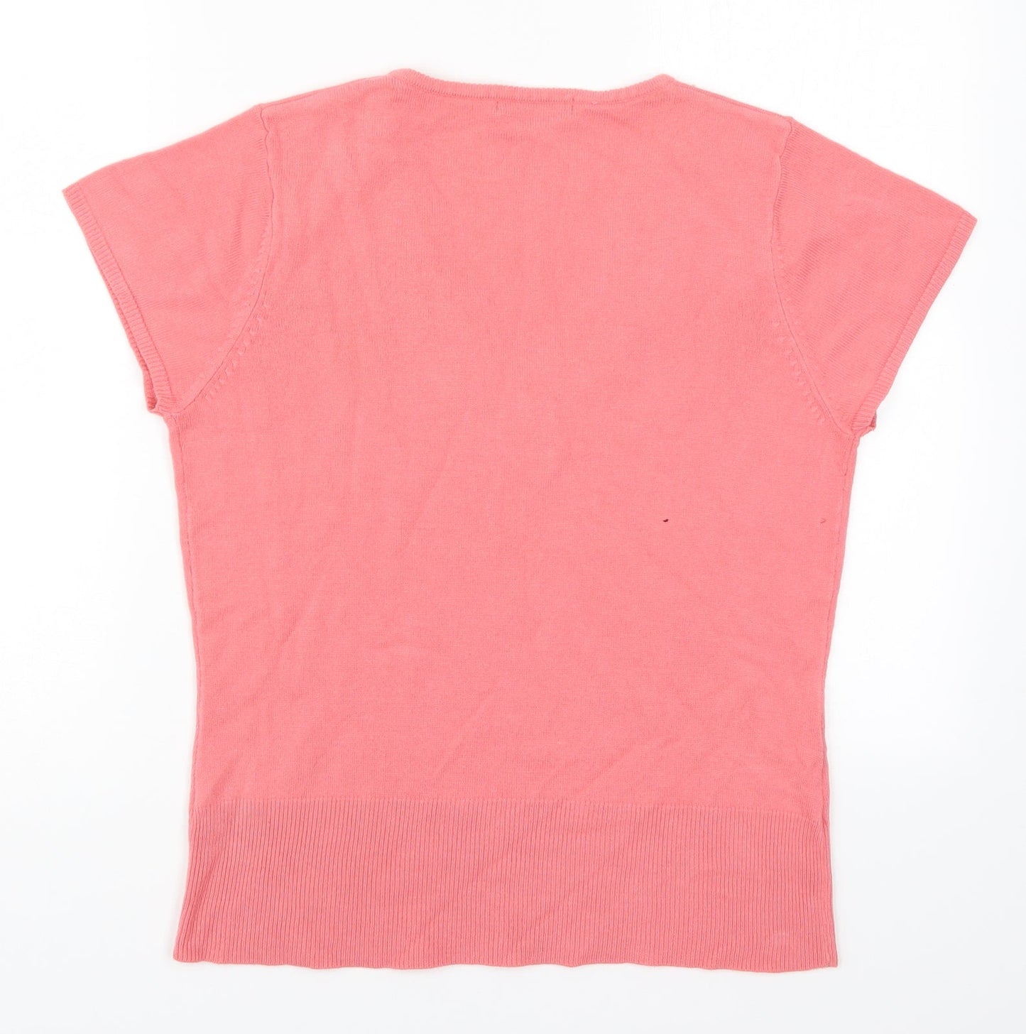 George Womens Pink V-Neck  Acrylic Pullover Jumper Size 14