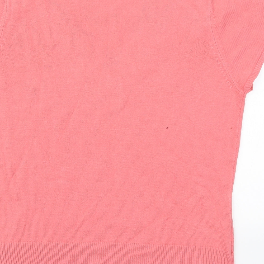 George Womens Pink V-Neck  Acrylic Pullover Jumper Size 14