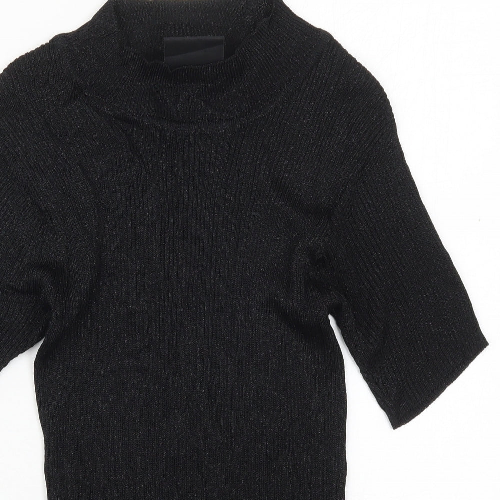 Opera Womens Black Round Neck  Viscose Pullover Jumper Size M