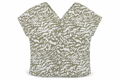 Primark Womens Green Animal Print Polyester Basic Blouse Size 10 V-Neck