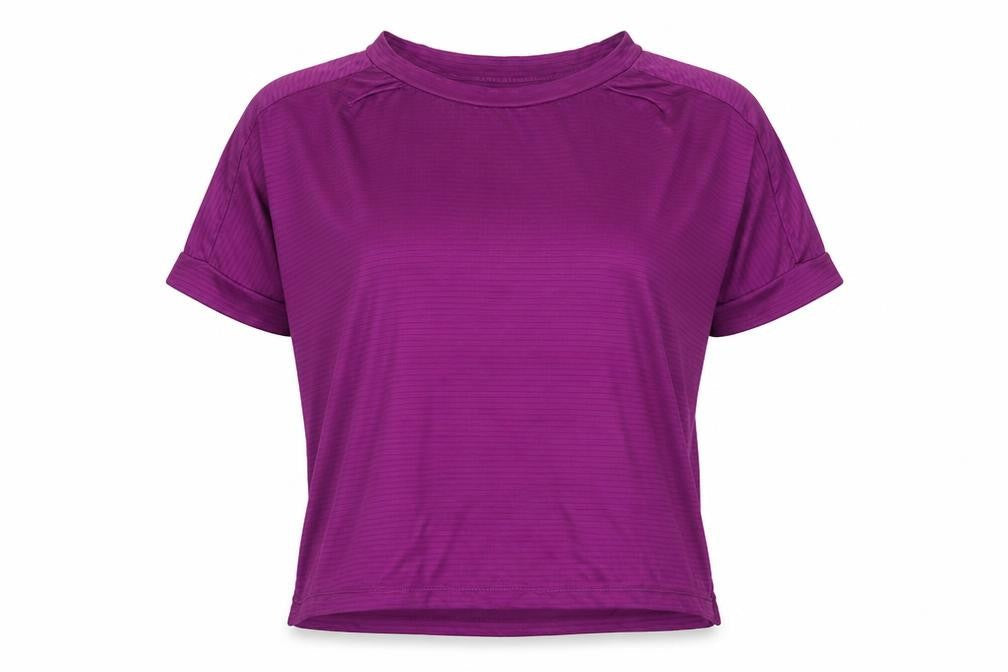 Workout Womens Purple  Polyester Basic T-Shirt Size 2XS Round Neck