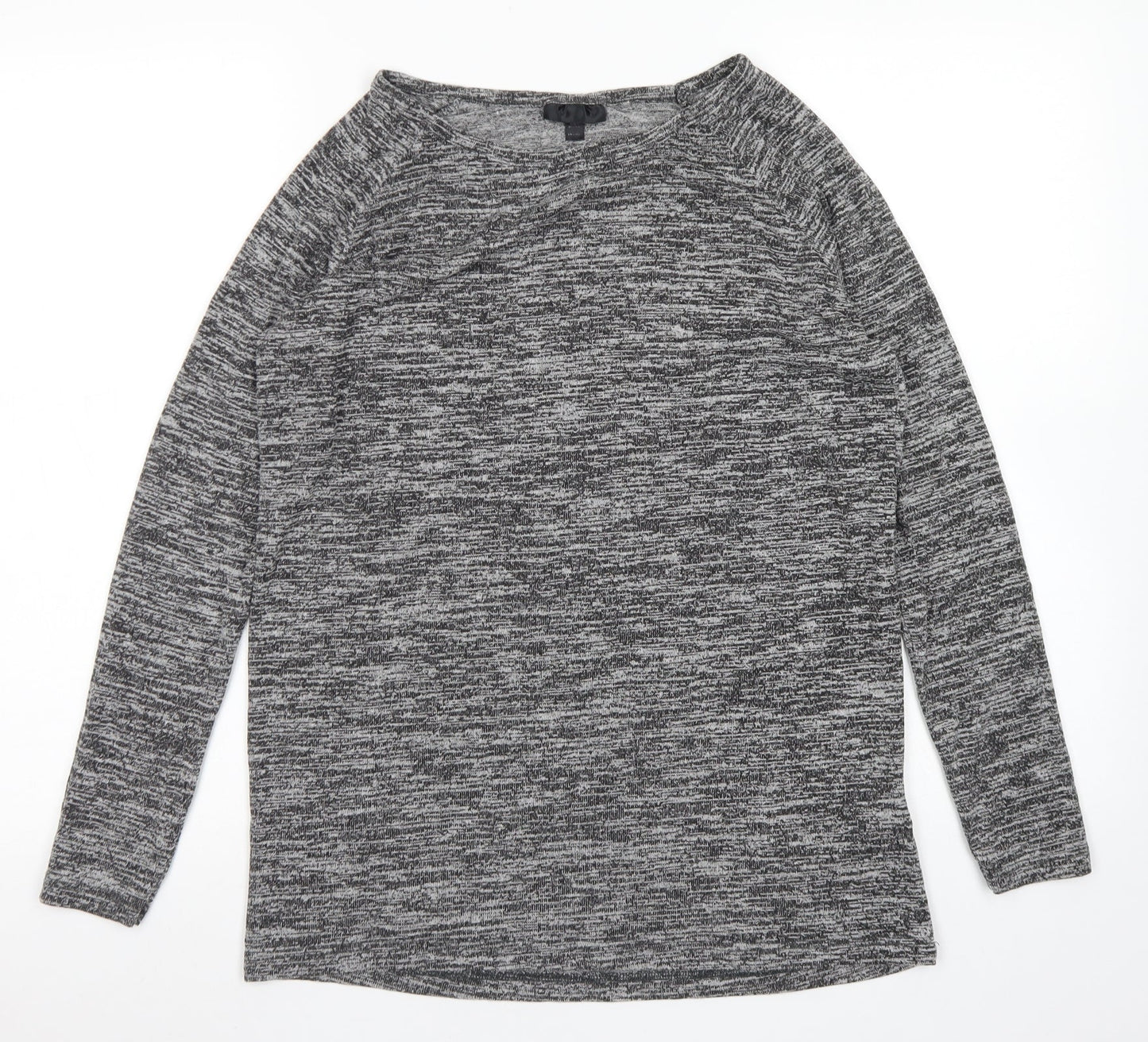 Topshop Womens Grey  Viscose Basic T-Shirt Size 6 Round Neck