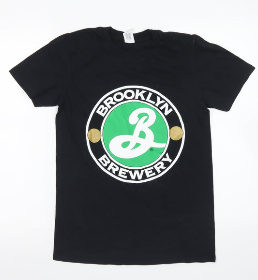 Gildan Mens Black  Cotton  T-Shirt Size S Crew Neck  - Brooklyn Brewery