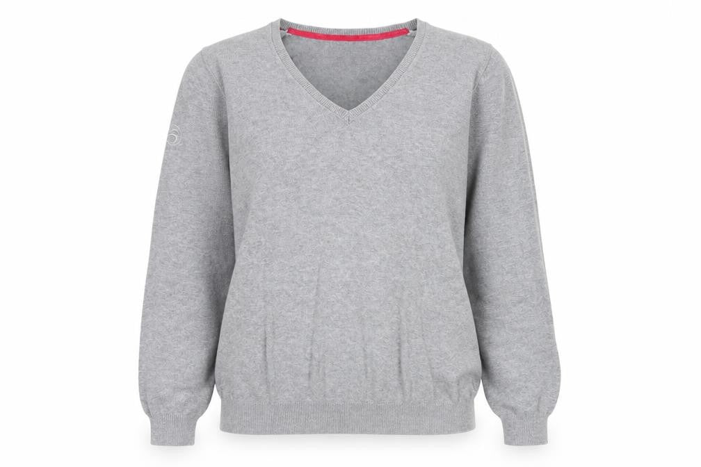 Inesis Womens Grey V-Neck  Cotton Pullover Jumper Size L