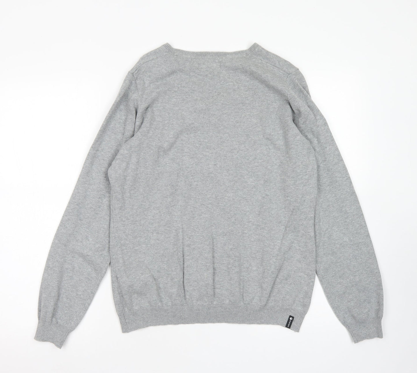 Inesis Womens Grey V-Neck  Cotton Pullover Jumper Size L