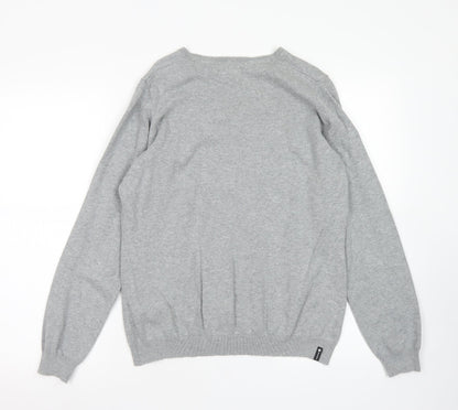 Inesis Womens Grey V-Neck  Cotton Pullover Jumper Size L