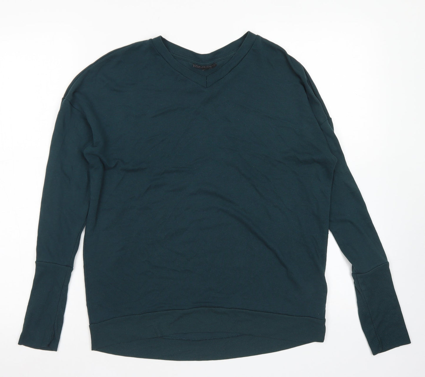 Topshop Womens Green V-Neck  Polyester Pullover Jumper Size 8