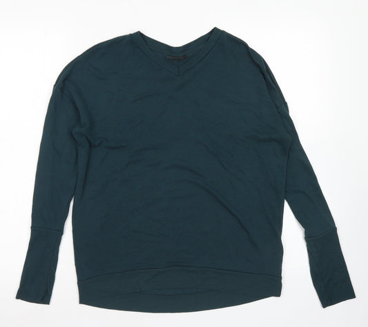 Topshop Womens Green V-Neck  Polyester Pullover Jumper Size 8