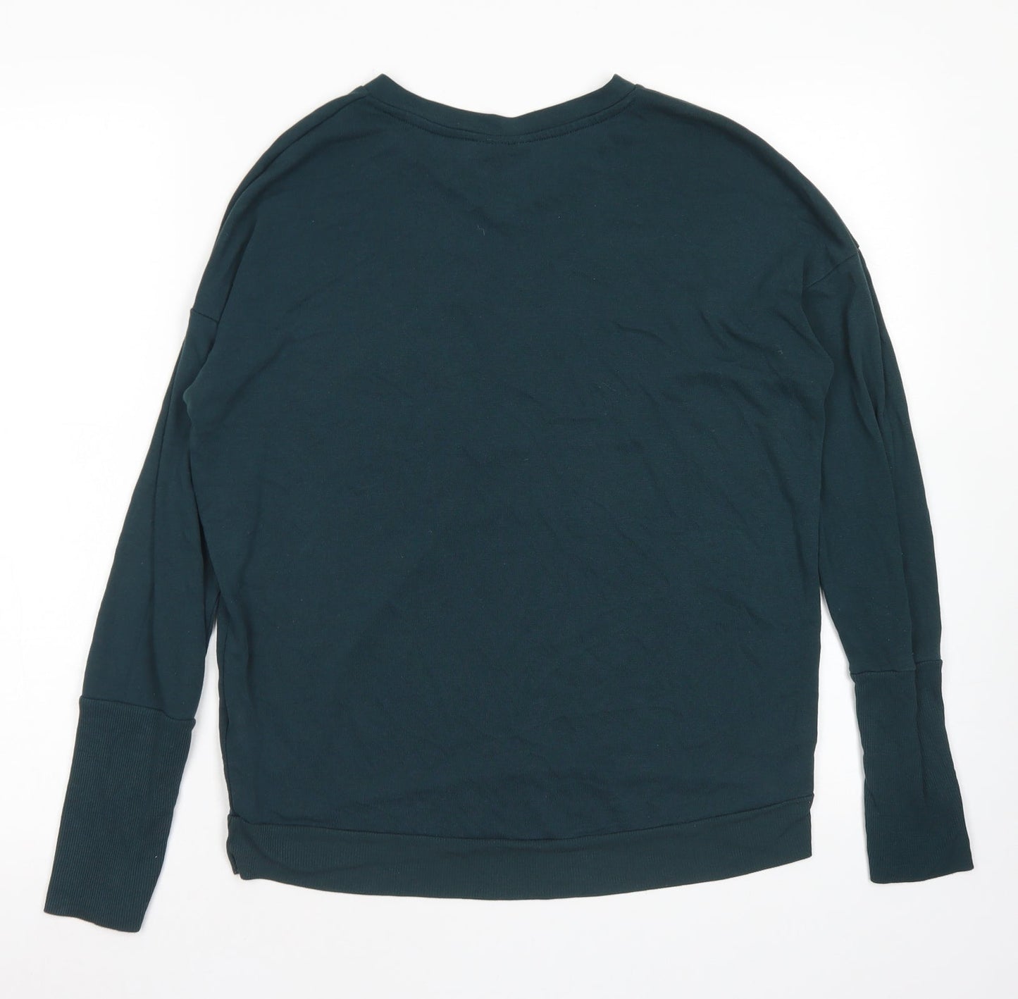Topshop Womens Green V-Neck  Polyester Pullover Jumper Size 8