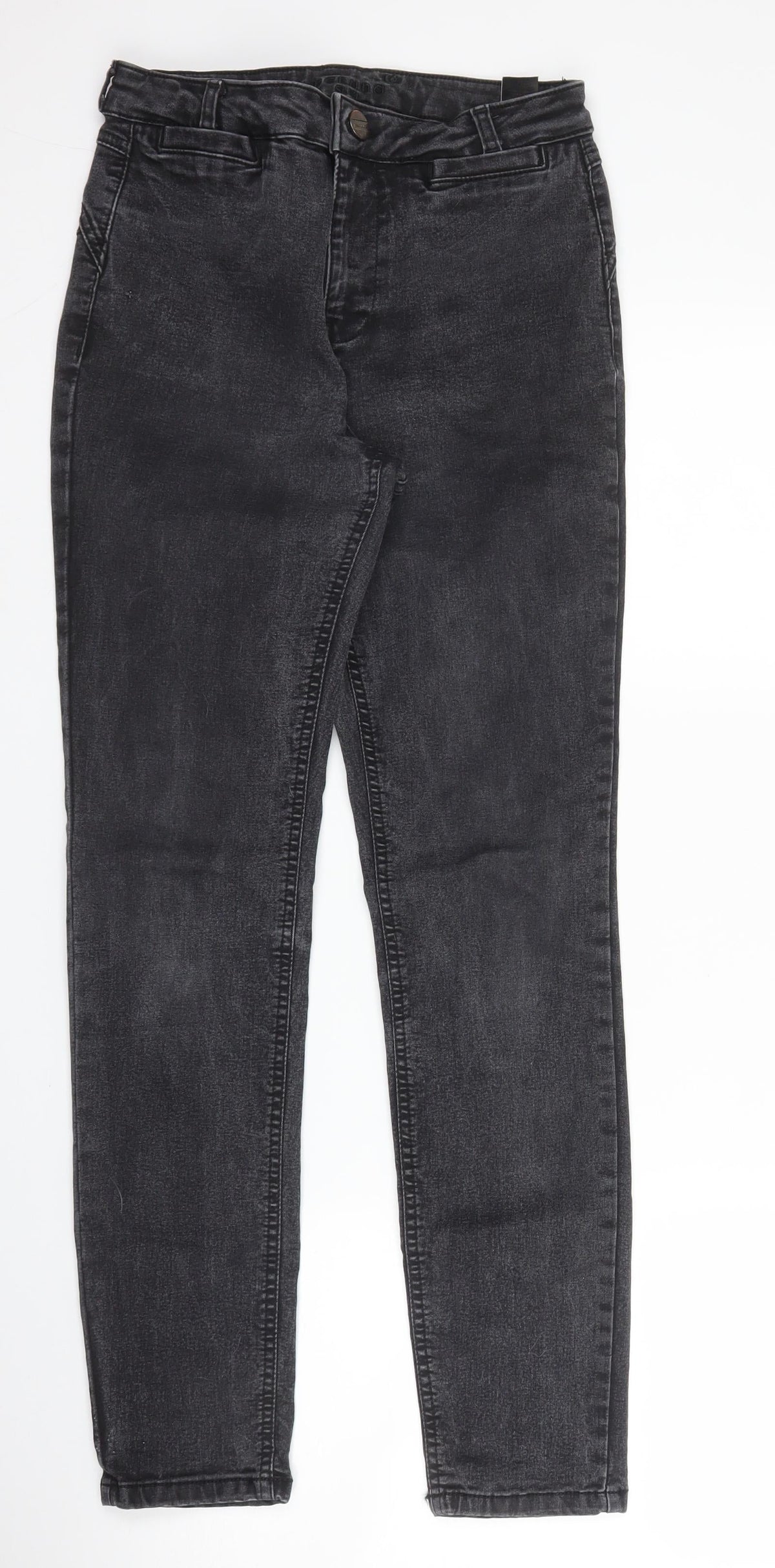 Marks & Spencer Womens Grey  Cotton Skinny Jeans Size 8 L28 in Slim Zip