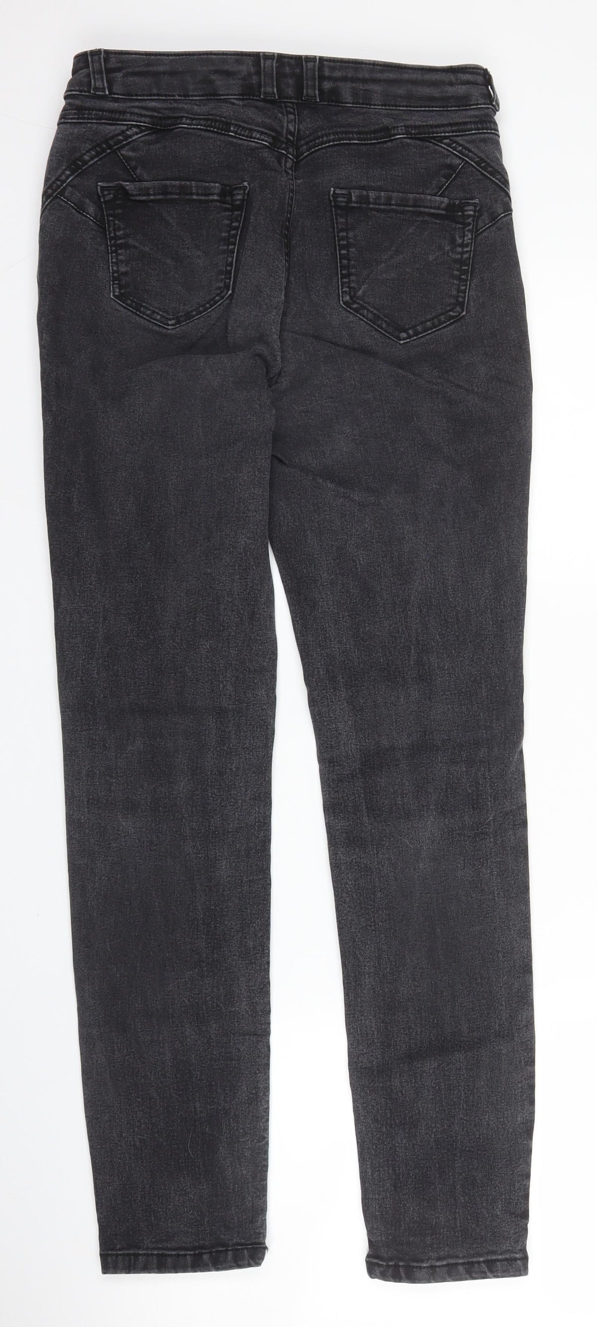 Marks & Spencer Womens Grey  Cotton Skinny Jeans Size 8 L28 in Slim Zip