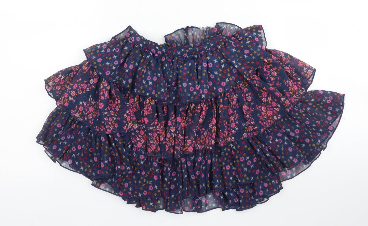 M&S Girls Blue Floral Polyester A-Line Skirt Size 4 Years  Regular