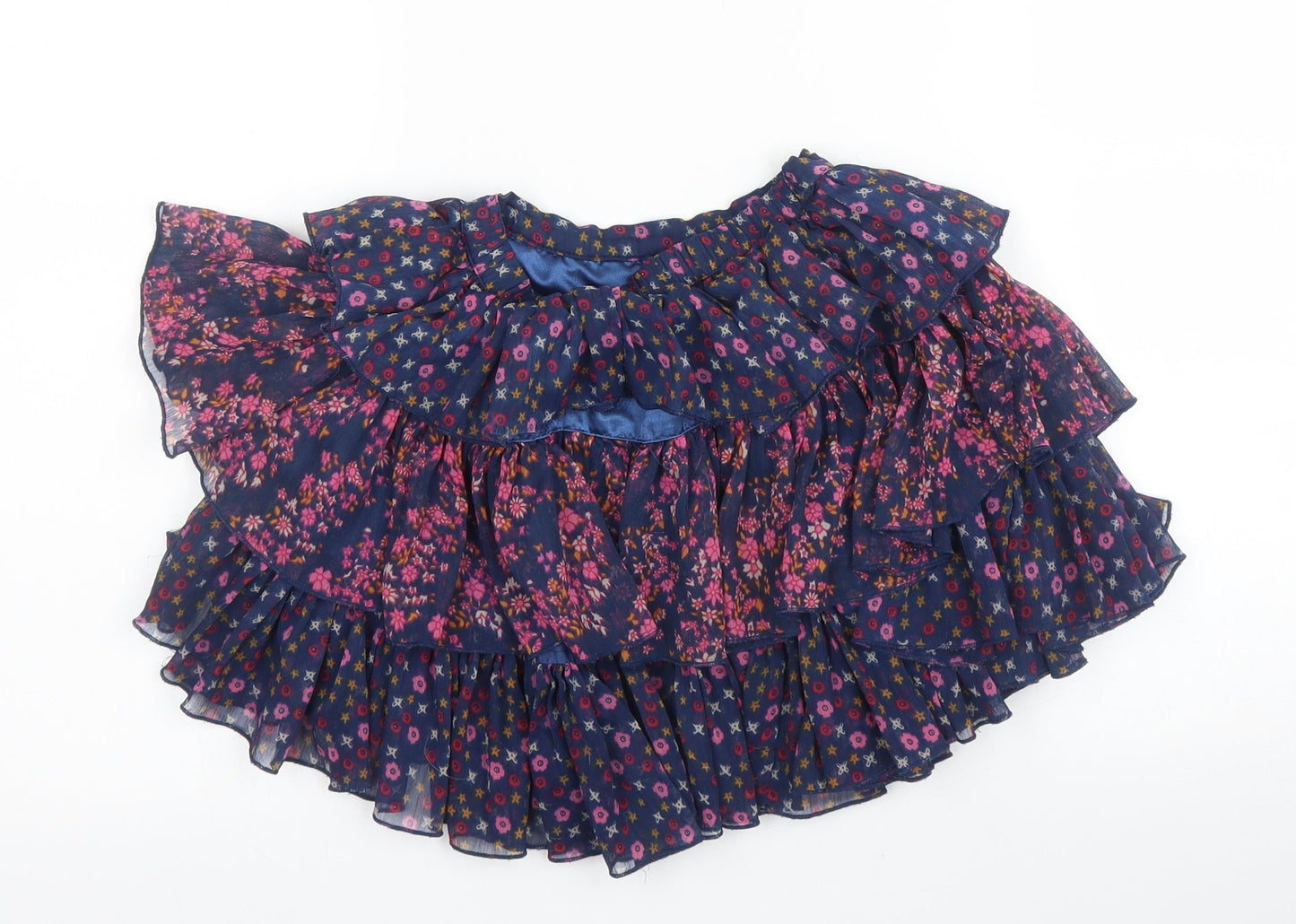 M&S Girls Blue Floral Polyester A-Line Skirt Size 4 Years  Regular
