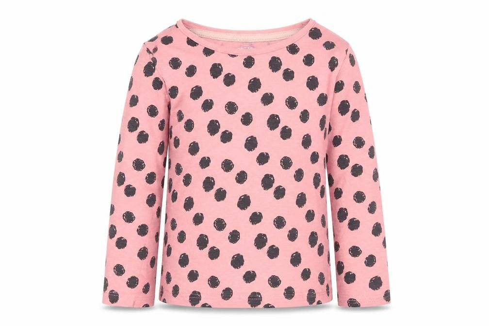 F&F Girls Pink Polka Dot Cotton Basic T-Shirt Size 4 Years Round Neck