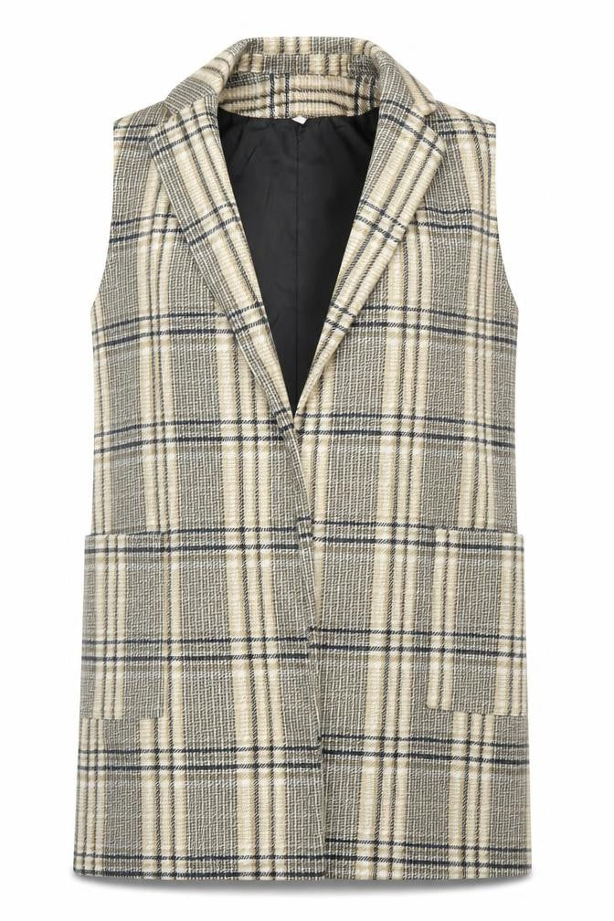 SheIn Womens Beige Plaid  3-in-1 Jacket Blazer Size L
