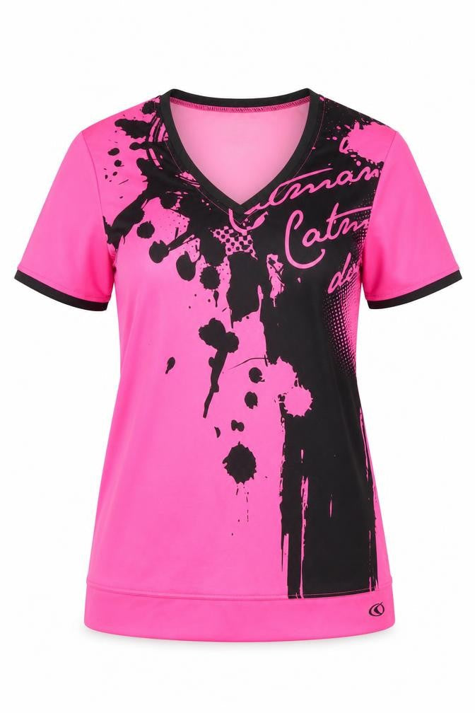 Hydro Dry Womens Pink  Polyester Basic T-Shirt Size 12 V-Neck