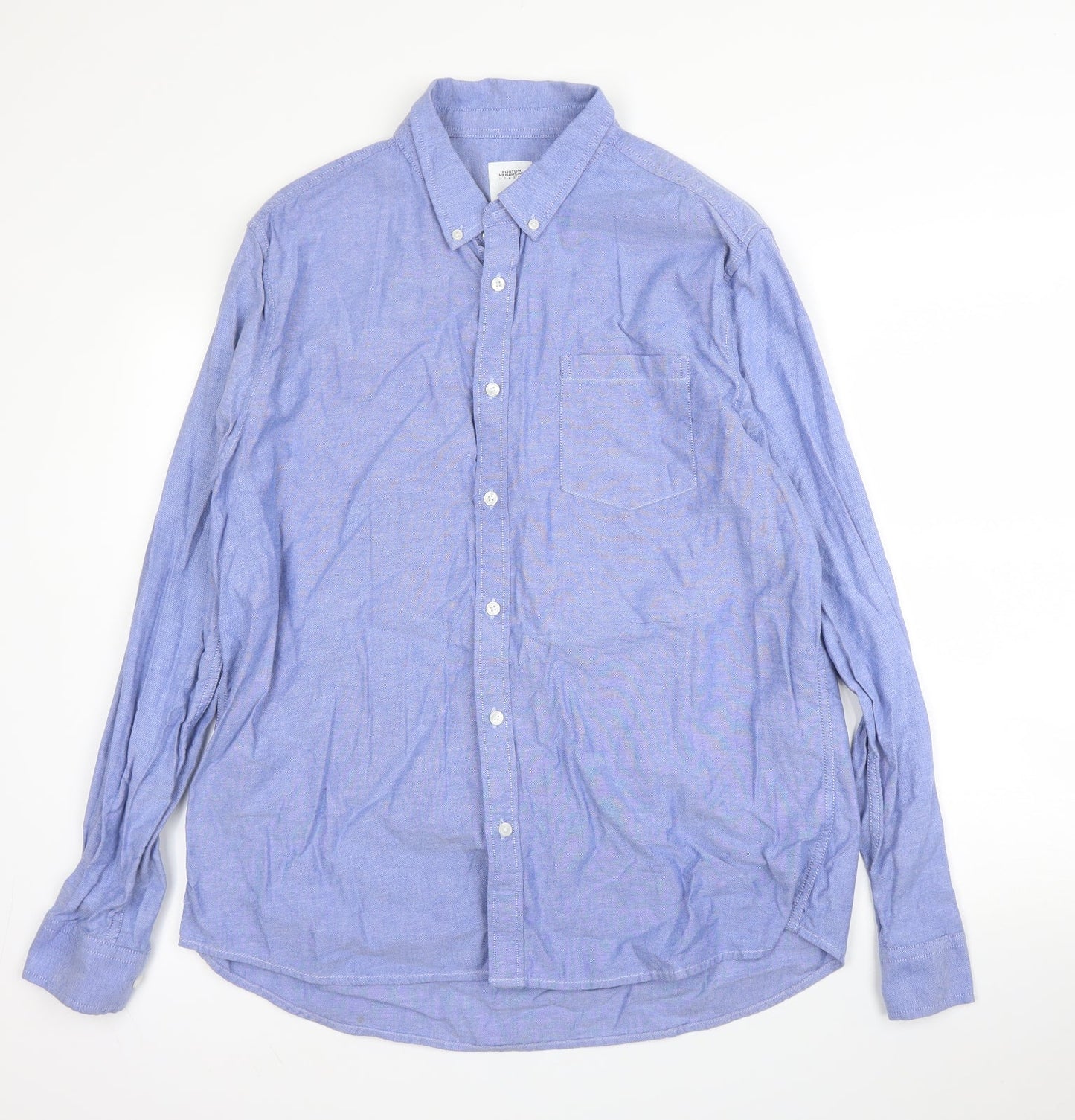 Burton Mens Blue  Cotton  Button-Up Size XL Collared Button