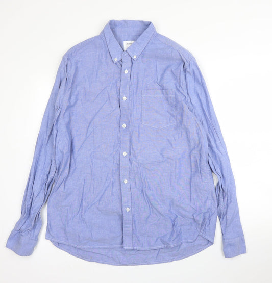 Burton Mens Blue  Cotton  Button-Up Size XL Collared Button