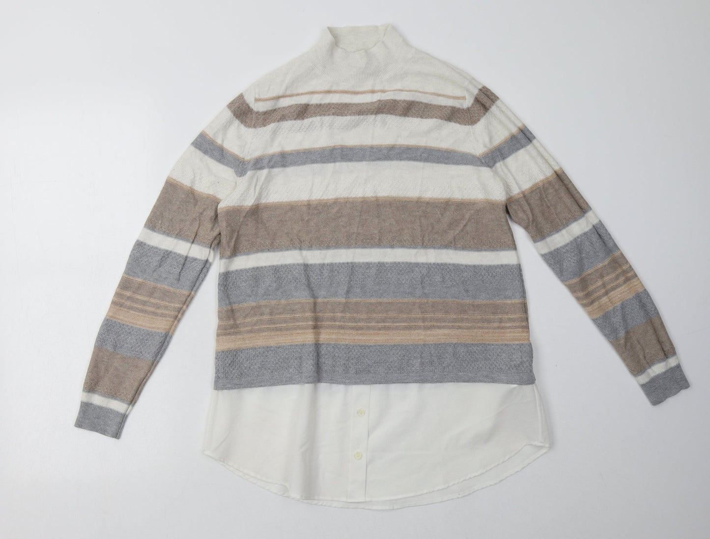 F&F Womens Silver Paisley Polyester Pullover Sweatshirt Size 12  Pullover
