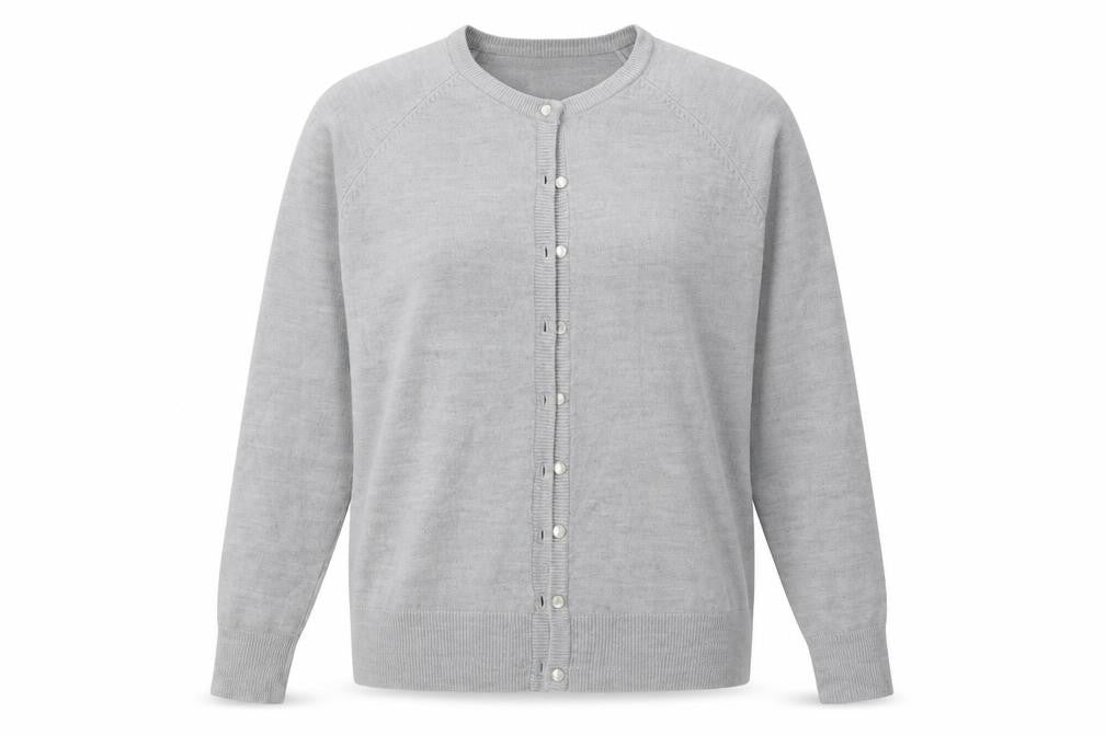 Classics Womens Grey Crew Neck  Acrylic Cardigan Jumper Size M   - soft touch