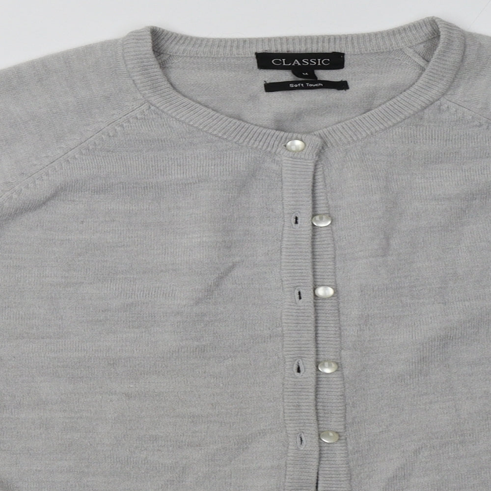 Classic Womens Grey Crew Neck  Acrylic Cardigan Jumper Size M   - soft touch