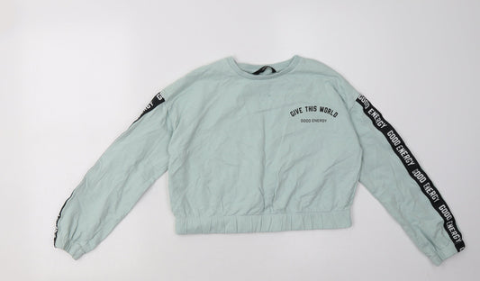 George Girls Green  Cotton Cape Sweatshirt Size 9-10 Years  Pullover - good energy