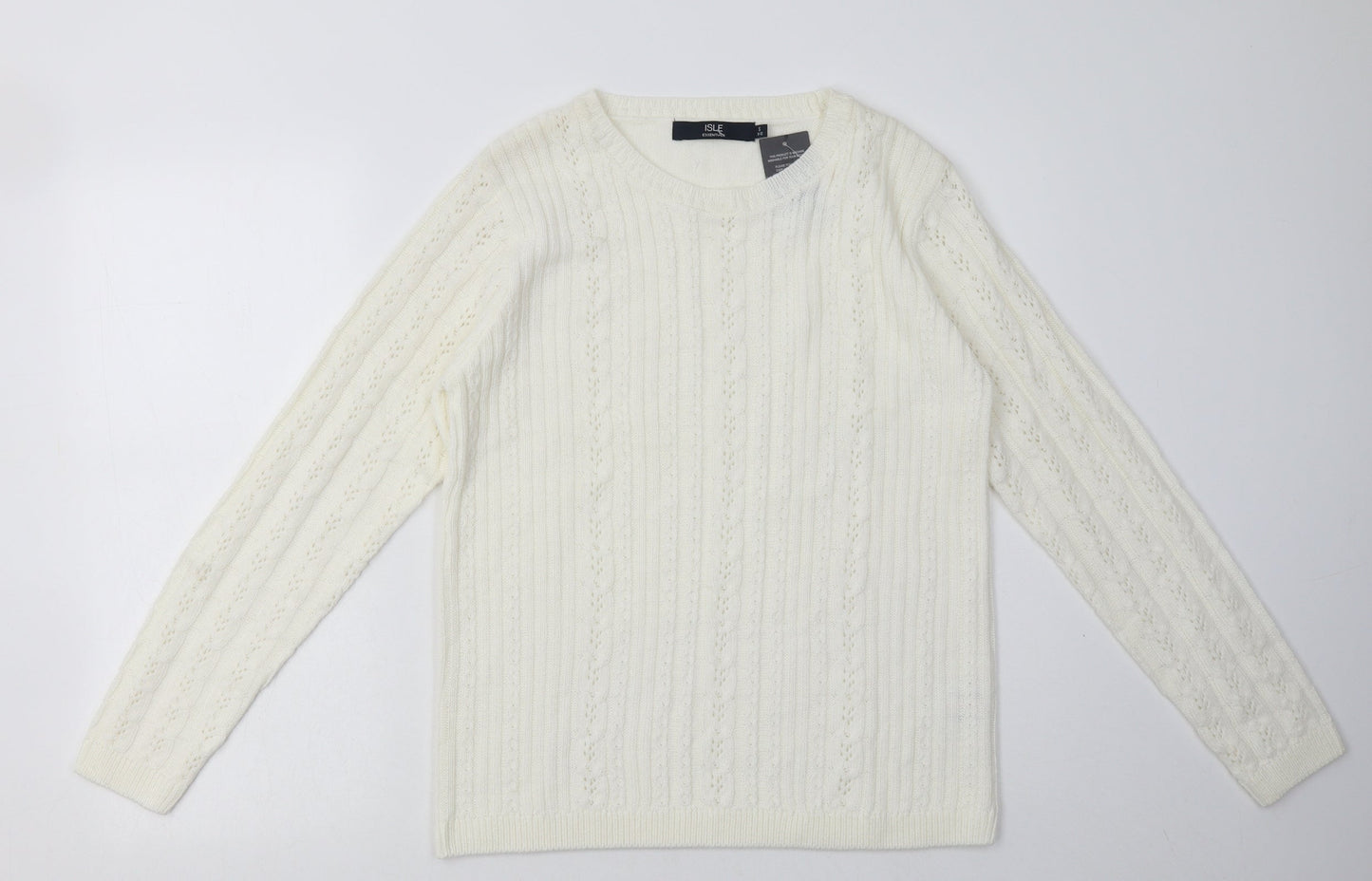 EWM Womens White Argyle/Diamond Acrylic Pullover Sweatshirt Size S  Pullover