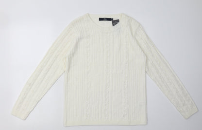EWM Womens White Argyle/Diamond Acrylic Pullover Sweatshirt Size S  Pullover