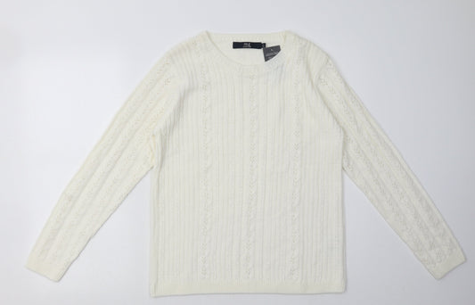 EWM Womens White Argyle/Diamond Acrylic Pullover Sweatshirt Size S  Pullover
