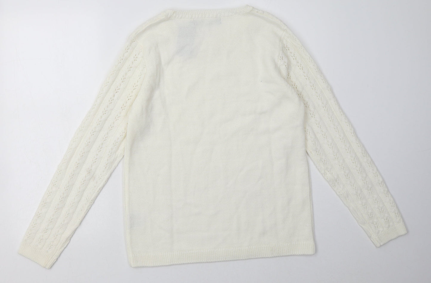 EWM Womens White Argyle/Diamond Acrylic Pullover Sweatshirt Size S  Pullover