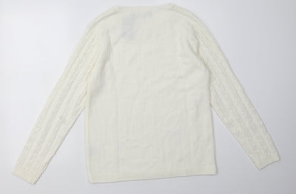 EWM Womens White Argyle/Diamond Acrylic Pullover Sweatshirt Size S  Pullover