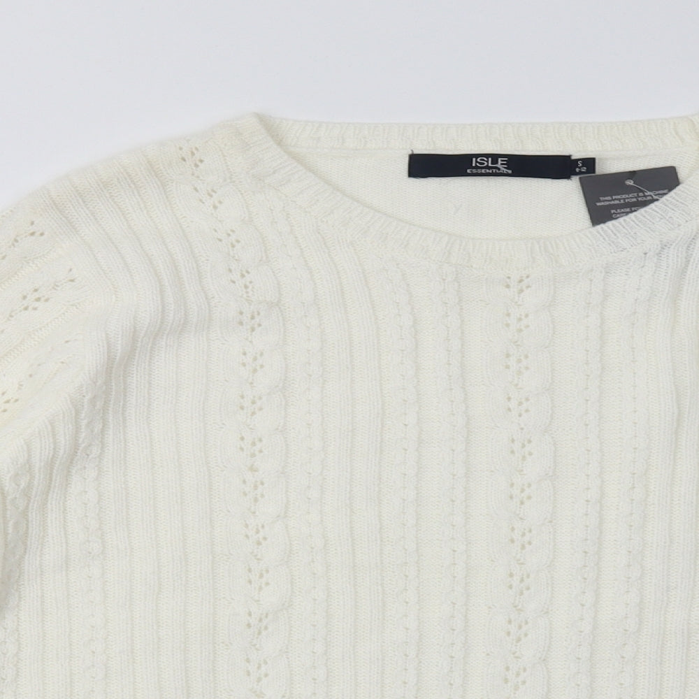 EWM Womens White Argyle/Diamond Acrylic Pullover Sweatshirt Size S  Pullover