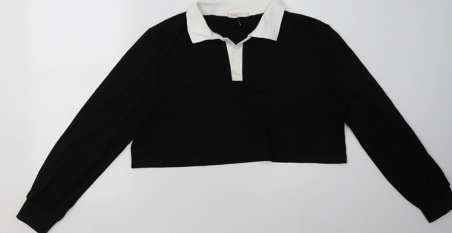 ROMWE Womens Black  Cotton Pullover Sweatshirt Size M  Pullover - Cropped