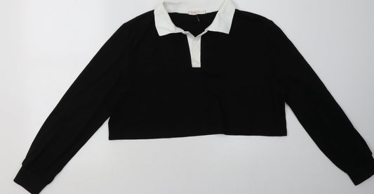 ROMWE Womens Black  Cotton Pullover Sweatshirt Size M  Pullover - Cropped