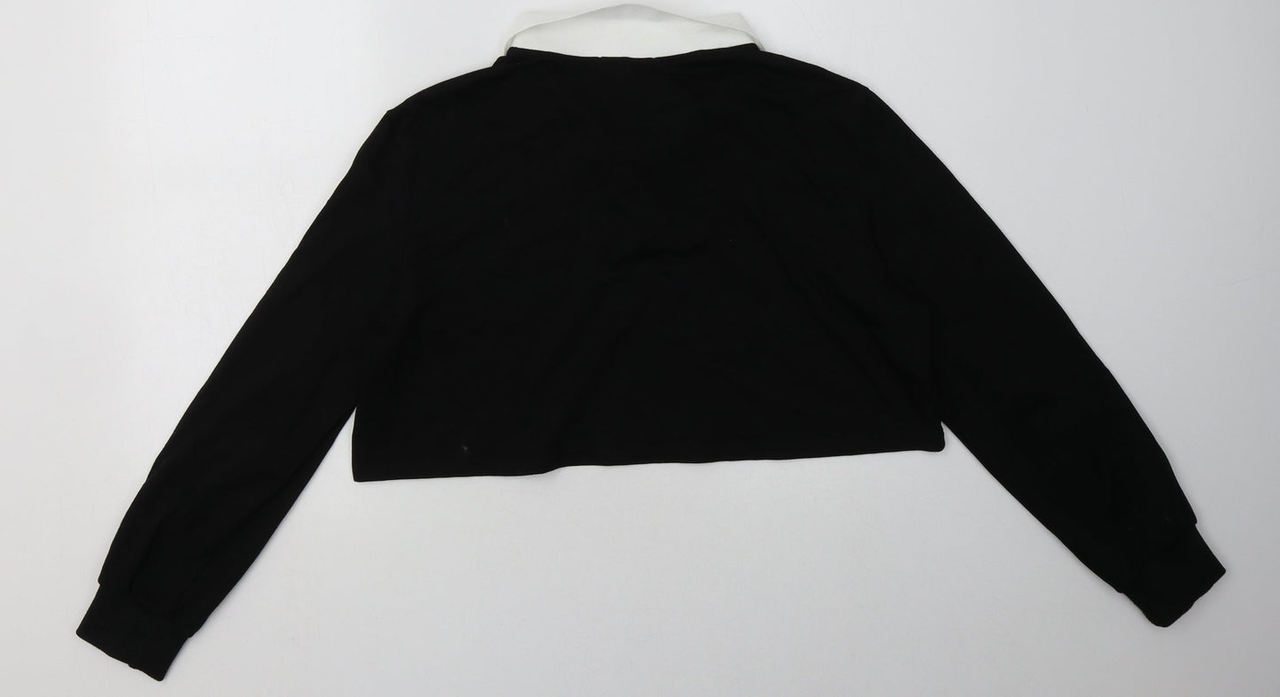 ROMWE Womens Black  Cotton Pullover Sweatshirt Size M  Pullover - Cropped