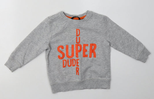 George Boys Grey  Cotton Pullover Sweatshirt Size 2-3 Years  Pullover - super dude