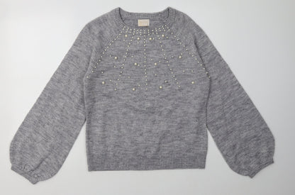 Preloved lauren taylor Womens Grey  Acrylic Pullover Sweatshirt Size M  Pullover - Front