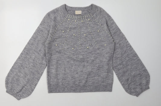 lauren taylor Womens Grey  Acrylic Pullover Sweatshirt Size M  Pullover