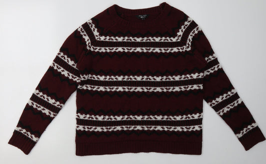 New Look Girls Red Geometric Acrylic Pullover Sweatshirt Size 14-15 Years  Pullover