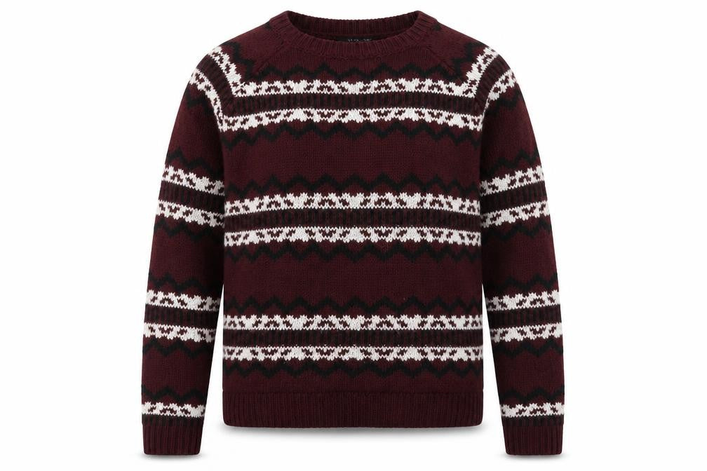 New Look Girls Red Geometric Acrylic Pullover Sweatshirt Size 14-15 Years  Pullover