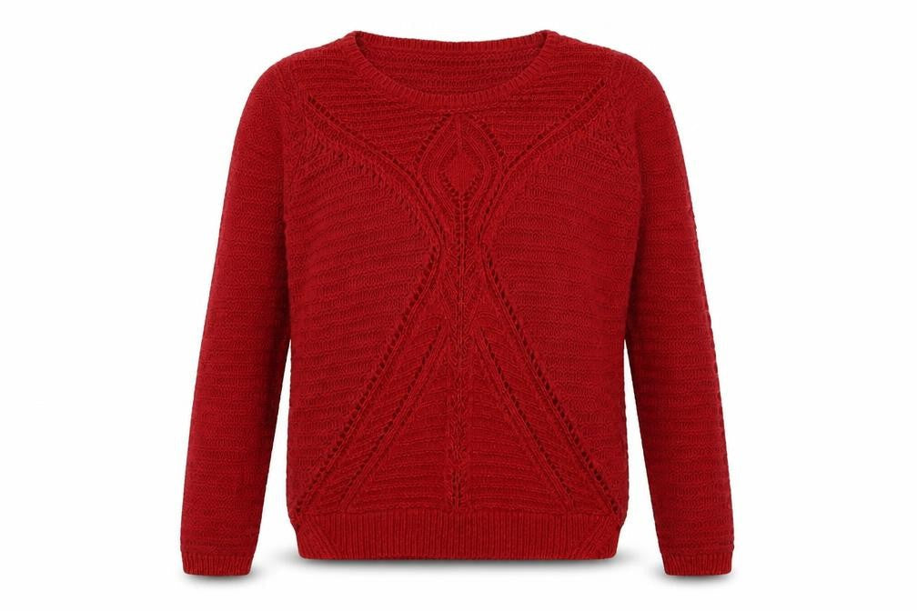 Marks & Spencer Womens Red Geometric Cotton Pullover Sweatshirt Size 8  Pullover