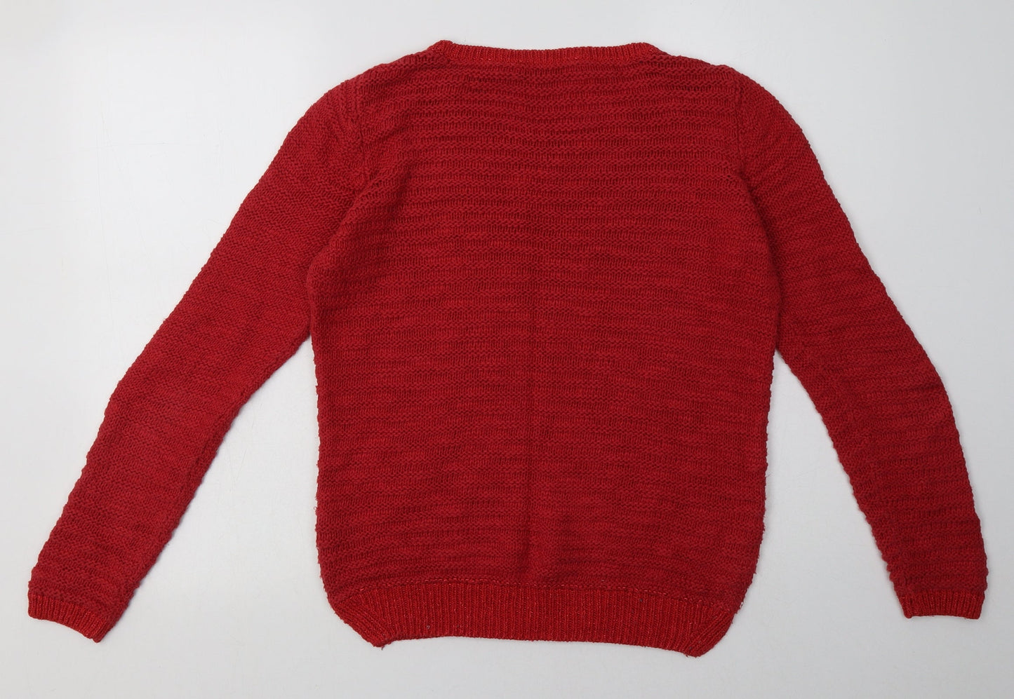 Marks and Spencer Womens Red Geometric Cotton Pullover Sweatshirt Size 8  Pullover