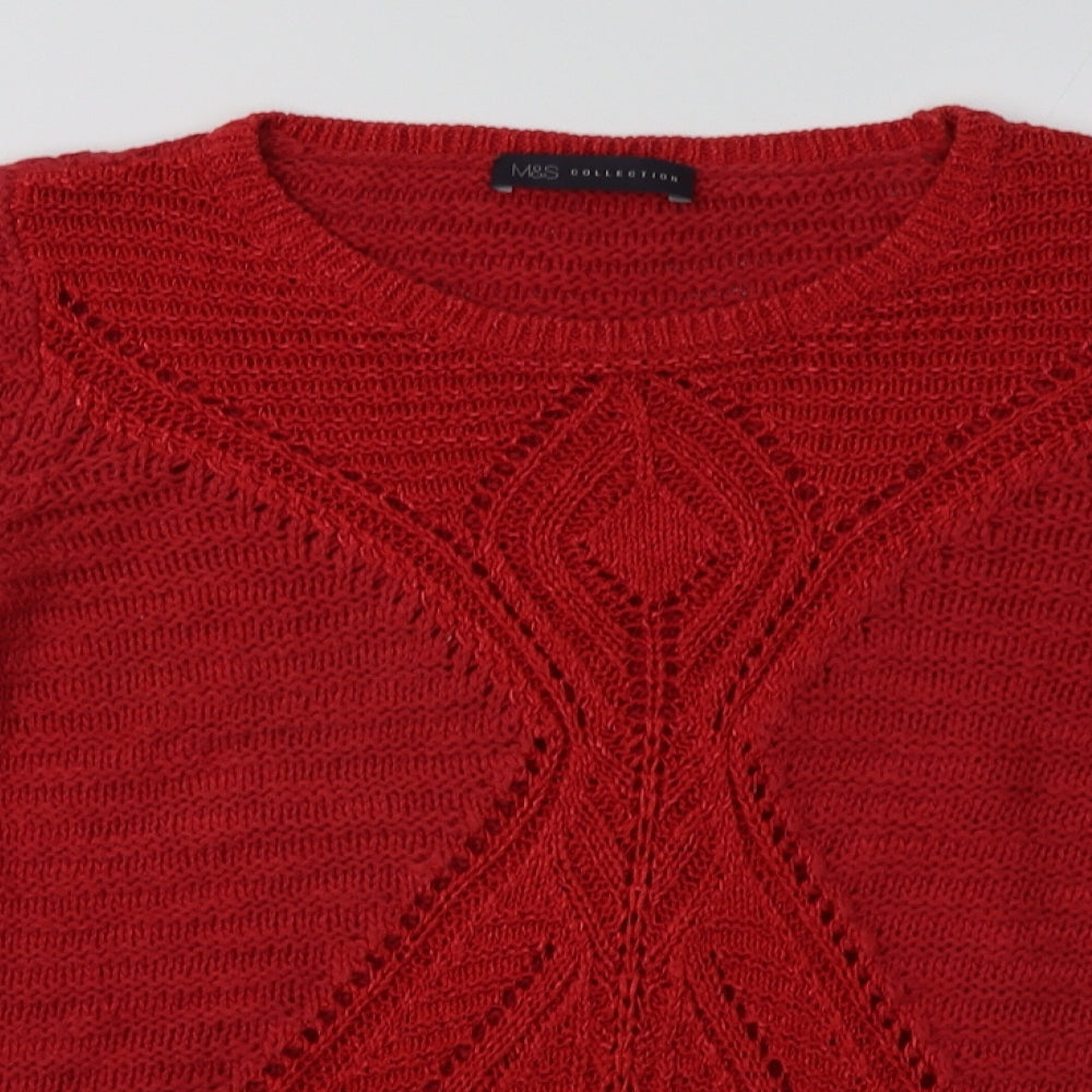 Marks and Spencer Womens Red Geometric Cotton Pullover Sweatshirt Size 8  Pullover