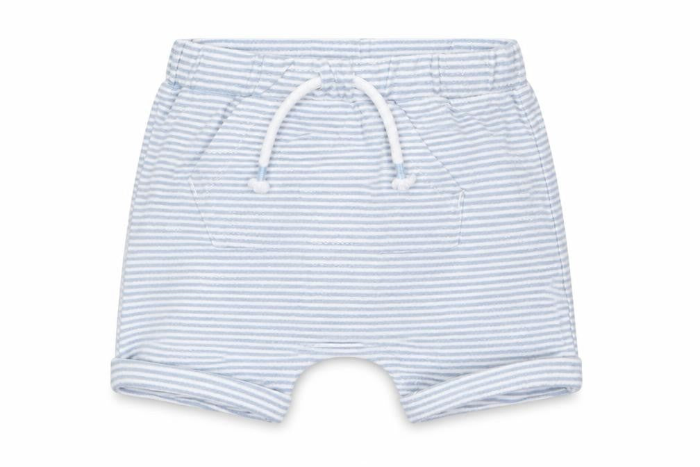 Next Boys Blue Striped Cotton Cropped Trousers Size 6-9 Months