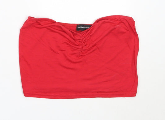 PRETTYLITTLETHING Womens Red  Viscose Cropped Tank Size 8 Sweetheart