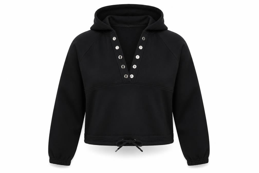 PRETTYLITTLETHING Womens Black  Cotton Pullover Hoodie Size S