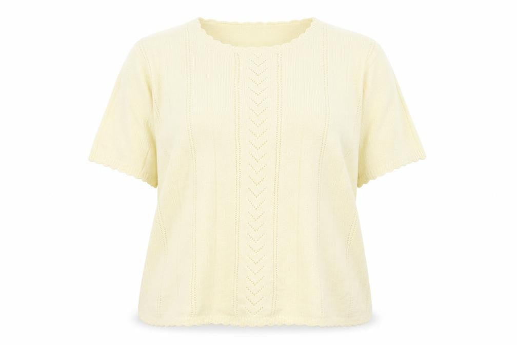 BERKETEX Womens Yellow Round Neck Striped Acrylic Pullover Jumper Size 18