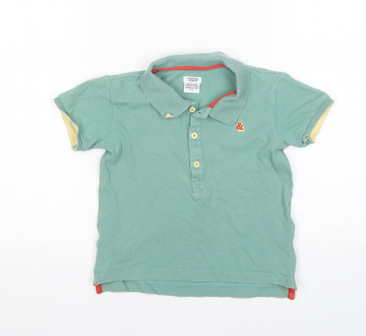 Mammas & Pappas Boys Green  Cotton Basic Polo Size 4-5 Years Collared